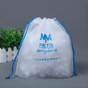 Compostable Supplier Custom Sizing LOGO Thick Plastic Frosted Disposable Face Towel Packing Drawstring Storage Bag For Clothing