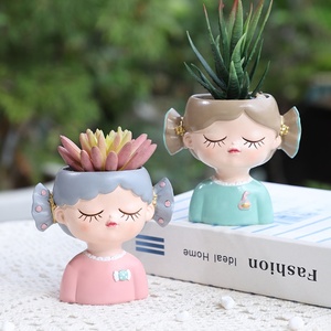 Mini Maceta ROOGO <span class=keywords><strong>de</strong></span> 4 Pulgadas en Varios Colores, Diseño <span class=keywords><strong>de</strong></span> Cabeza <span class=keywords><strong>de</strong></span> Mujer con Flores, Maceta para Suculentas y Plantas Carnosas, Decoración para Hogar, Oficina y Escritorio - Product Image 2