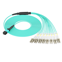 Kabel Harness MPO ke LC OM3 16F Multimode 40G/100G Breakout Fiber Optic Jumper LSZH Tipe B Polaritas untuk Pusat Data Berdensitas Tinggi