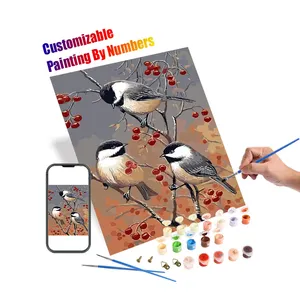 DIY Peinture à l'huile par numéros Oiseaux et branches d'arbres Fruits Peinture numérique par numéros Kits Vente en gros