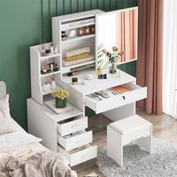 Coiffeuse de style européen et moderne, meuble de table, avec miroir et tabouret, 1 ensemble pour chambre à coucher