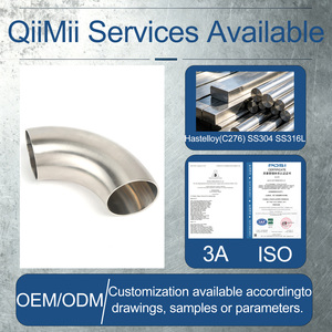 Gomito a 90 Gradi in Acciaio Inox per Uso Alimentare, Raccordo Igienico SS304 SS316L Conforme a 3A DIN SMS - Product Image 2