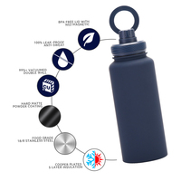 Botol Termos Vakum Dinding Ganda Stainless Steel Pink dengan Tutup Magnetik Khusus, Kapasitas 32oz, Botol Air Olahraga, Termal 12-24 Jam