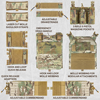 Gilet tactique Molle porte-plaques à boucle à dégagement rapide, découpe laser, protection corporelle robuste, gilet lesté d'entraînement