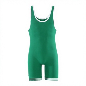 Green Wrestling Singlet <b>Men</b> One Piece Martial Arts Bodysuit Quick Dry Fitted Sports <b>Romper</b> Custom Logo - Product Image 3