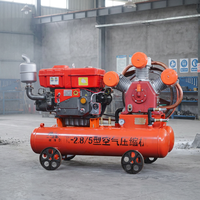 Compresor de Aire Portátil de Pistón Diésel, Bomba de 2.8m/Min, Demolición de Hormigón, 5 bar, Grado Industrial, Silencioso, Tanque de 200L, de Fábrica