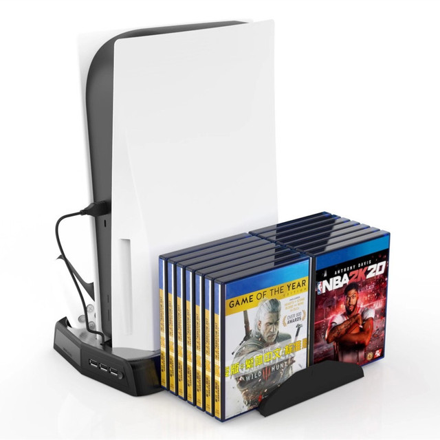 Console Cooling Fan Charging Dock Vertical Stand for PlayStation 5 PS5 Game Accessories With 3 USB HUB Charger Ports