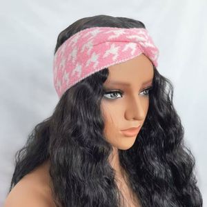 韓国スタイルグリッドパターンニット糸ヘッドバンドレトロワイドファッション女性用ヘアアクセサリー - Product Image 5