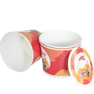 Di alta qualità della materia prima cibo Packiang tazza di carta usa e getta secchio con coperchio