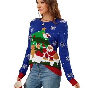2026 nouveau KJ 2024 femmes noël flocon de neige <span class=keywords><strong>renne</strong></span> tricoté <span class=keywords><strong>pull</strong></span> à manches longues col rond Jacquard <span class=keywords><strong>pull</strong></span> tricots - Product Image 6