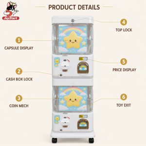 Distributore Automatico di Capsule Giocattolo Meccanico a Moneta, Senza Alimentazione Elettrica, per Capsule da 50/75mm, per Supermercati, Certificato CE - Product Image 2