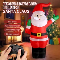 Décoration de Noël électrique de 113 cm, 2,4 GHz, rotation à 360°, télécommande, jouet gonflable en plastique, Père Noël en voiture, avec musique