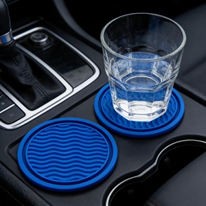 แผ่นรองแก้วซิลิโคนทรงกลมกันลื่นสำหรับรถยนต์ ขายดี ใช้ได้กับที่วางแก้วในรถยนต์ทุกประเภท - Product Image 4