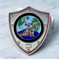 Pièce de monnaie personnalisée en métal en forme de bouclier, avec logo sur mesure