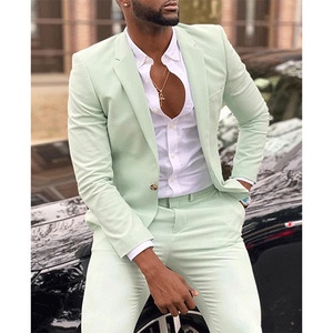 Completo da <span class=keywords><strong>Uomo</strong></span> in Due Pezzi Personalizzato con Stile o Logo ODM, <span class=keywords><strong>Giacca</strong></span> <span class=keywords><strong>Blazer</strong></span> con Stampa Digitale a Quadri e Chiusura a Cerniera, Stile Business - Product Image 3