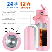 Bouteille d'eau sport isotherme en acier inoxydable de 32 oz avec logo personnalisé, couvercle à paille rabattable et poignée de transport – Prix de gros