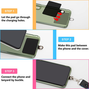 Clip de lien de corde suspendu de téléphone portable Ultra robuste en PVC Transparent avec pièce de fixation de Patch d'évent en métal Patch Anti-<span class=keywords><strong>perte</strong></span> - Product Image 4