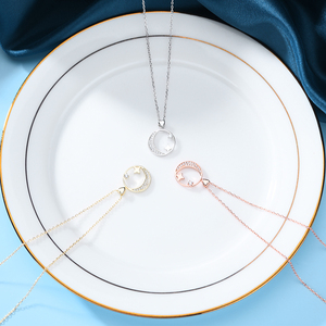 Tendenza Design 925 gioielli in argento stella e luna <span class=keywords><strong>fasi</strong></span> <span class=keywords><strong>Collana</strong></span> con zirconi cubici per le donne ragazza <span class=keywords><strong>Collana</strong></span> - Product Image 3