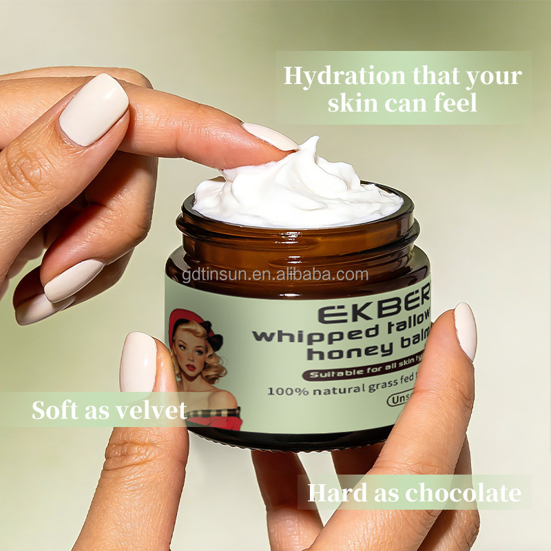 EKBER Natural Organic Grass Fed Handmade Whipped Beef Tallow Balm Moisturizing And Smooth Skin For Face And Body Care