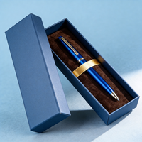 Conception personnalisée de boîte cadeau d'emballage de stylo en carton papier recyclé de luxe Boîte de papier stylo portable avec logo imprimé avec gaufrage