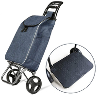 Sac de courses pliable portable de haute qualité à tirer à la main, style dessin animé, pour personnes âgées, logo durable, style Aldi, capacité 30-40L
