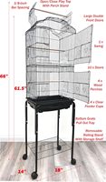 Cage à oiseaux portable en métal pour petits perroquets et espèces, avec support roulant amovible, utilisation intérieure/extérieure