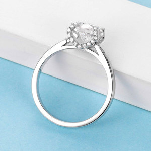 Anillo de propuesta de Cabeza de Vaca de cuatro garras <span class=keywords><strong>Simple</strong></span> de moissanita de color D de 1 quilate de plata esterlina S925 - Product Image 4