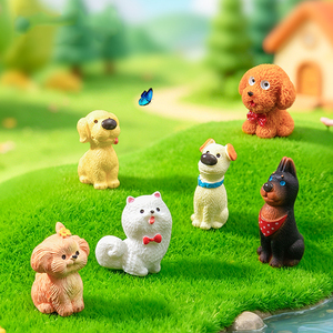 Miniature Landscape Cute Golden Retriever Pomeranian Puppy Resin Painted DIY Garden Decoration Hanging Ornaments - Product Image 1