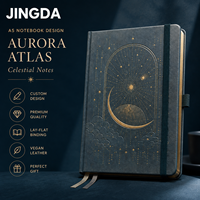 Carnet A5 personnalisable Aurora Atlas en PU rigide avec pages à grille pointillée et gaufrage à chaud pour notes, planification et écriture créative
