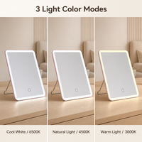 Miroir de maquillage de table à éclairage LED rechargeable avec câble USB Greenfrom, grossissement 1X