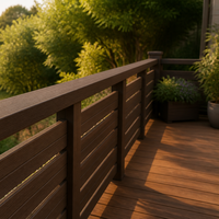 Profil de rail extérieur étanche en composite WPC co-extrudé pour garde-corps, main courante supérieure 90x55mm, clôture, balcon, terrasse, pour écoles
