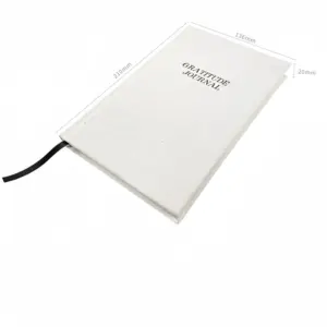 Flat Lay Custom White Linen Cover Positive Grateful Mindfulness Self Care Gratitude Journal Notebook Bulk
