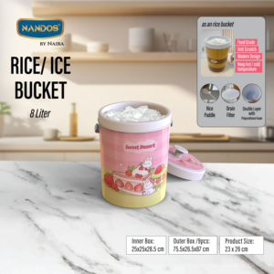 Premium 8L food-grade rice and ice bucket crafted from durable polypropylene featuring antiscratch surface and excellent thermal - Product Image 2