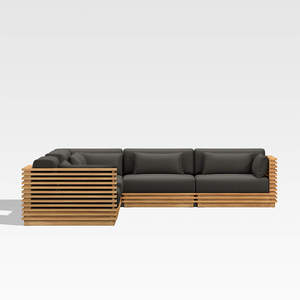 Sassanid กลางแจ้ง OEM ลานสวนชุด Batten 6 ชิ้นไม้สักรูปตัว L โซฟากลางแจ้งพร้อมโต๊ะกาแฟด้านข้าง - Product Image 4