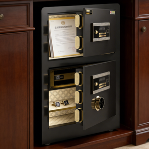 Caja Fuerte H80 A3 con Doble Puerta, Cerradura Electrónica con Huella Dactilar, Contraseña y Llave, Caja Fuerte de Acero para <span class=keywords><strong>Hogar</strong></span>, Escuela, Hospital, Banco, Hotel - Product Image 4