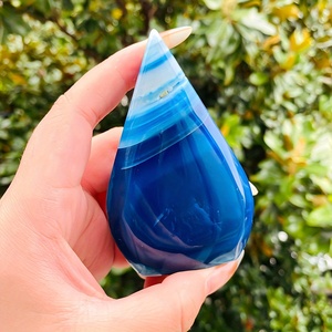 คริสตัลบำบัดทรงหยดน้ำสีน้ำเงิน บลูอาเกต ขัดเงา รูปทรงอิสระ สำหรับตกแต่งบ้าน ลดราคาพิเศษ - Product Image 3