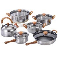 En stock, casseroles et poêles de cuisine modernes, batterie de cuisine antiadhésive en acier inoxydable, ensemble de 12 pièces, coffret cadeau pour la maison et le camping