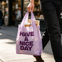Sac de shopping en plastique semi-transparent violet clair pour cadeaux, imprimé « Have a Nice Day », idéal pour les boîtes cadeaux de fêtes