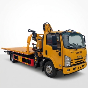 Camion de <span class=keywords><strong>remorquage</strong></span> Qingling ISUZU avec grue à flèche pliable 5T, plateau de dépannage avec bras de levage arrière, diesel, 6 roues - Product Image 1