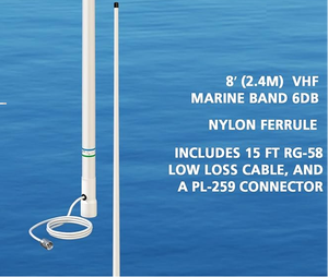 Antena Marina VHF Clásica Shakespeare 5206-N de 2.4M (8 pies), 156-163MHz, 156.8MHz AIS, 6dBi, para Radio Marina y Barcos de Pesca - Product Image 3