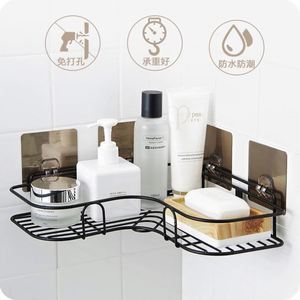 Salle de bain cuisine poinçon cadre d'angle étagère de <span class=keywords><strong>douche</strong></span> en fer forgé shampooing support de rangement avec ventouse - Product Image 2