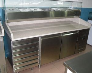 <span class=keywords><strong>Table</strong></span> de préparation à Pizza, en acier inoxydable et en <span class=keywords><strong>marbre</strong></span>, présentoir, réfrigérateur, comptoir à pizza - Product Image 3