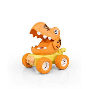Jouets de voiture dinosaures à bouton-poussoir, 9 pièces, boîte de présentation, vert, rose, orange, avec lumières, musique, matériau ABS, cadeau pour enfants - Product Image 1