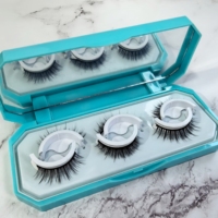 Faux cils autocollants sans colle, réutilisables, 3 paires, marque privée, kit de cils en bande pré-collés, vente en gros