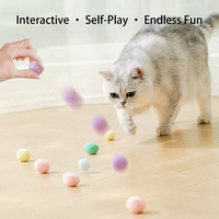 Balle interactive silencieuse en peluche élastique et écologique pour chat, sans fluorescent, pour jeu autonome et soulagement de l'ennui