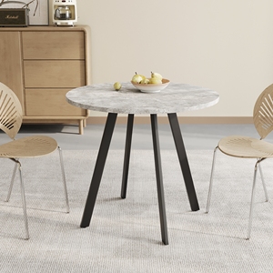 Modern Minimalist Circular Dining <b>Table</b> Gray Cement Texture Metal <b>Legs</b> For Restaurant Kitchen Office Use - Product Image 1