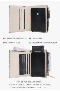 Baellerry nuovo fiore stampa da donna portafoglio sottile porta carte Bifold portamonete con cerniera tasca in pelle di grande capacità - Product Image 4