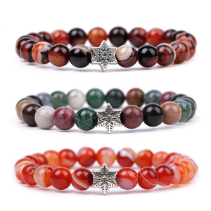Braccialetto <span class=keywords><strong>di</strong></span> pietra preziosa 8mm occhio <span class=keywords><strong>di</strong></span> tigre agata <span class=keywords><strong>fiocco</strong></span> <span class=keywords><strong>di</strong></span> <span class=keywords><strong>neve</strong></span> pietra naturale braccialetto <span class=keywords><strong>di</strong></span> cristallo curativo regolabile per regalo <span class=keywords><strong>di</strong></span> natale - Product Image 1