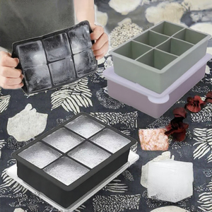 Bandeja de silicona para cubitos de hielo, molde de 6 rejillas, flexible, negro, gris, morado, para uso en la cocina - Product Image 3