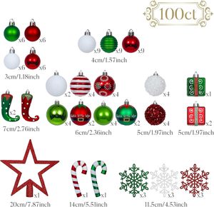 Valery Madelyn Addobbi per Albero di Natale 100 Pezzi Elfo Rosso/Verde/<span class=keywords><strong>Bianco</strong></span> Palline Infrangibili Decorazioni Appese Confezione Multipla - Product Image 3